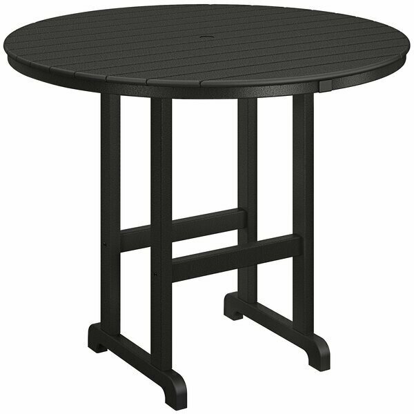 Polywood 48'' Black Round Bar Height Table 633RBT248BL